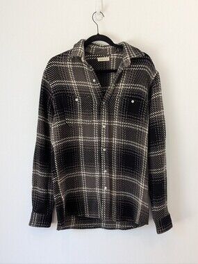 Gustin Monster Rope Shirt Heavy Knit Plaid Size M